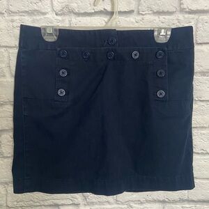J. Crew Navy Blue Weathered Broken-In Classic Twill Buttoned Skirt size 6